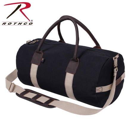 Canvas & leather gym duffle bag